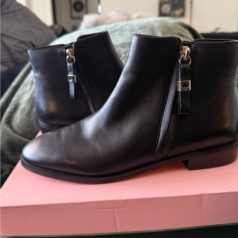 Kate Spade Black Leather Ankle Booties